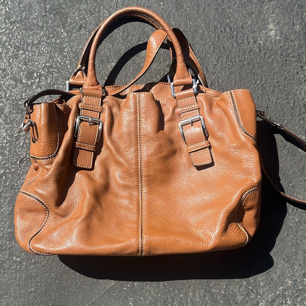 Michael by Michael Kors Brown Leather Satchel Crossbody - Picture 8 of 10